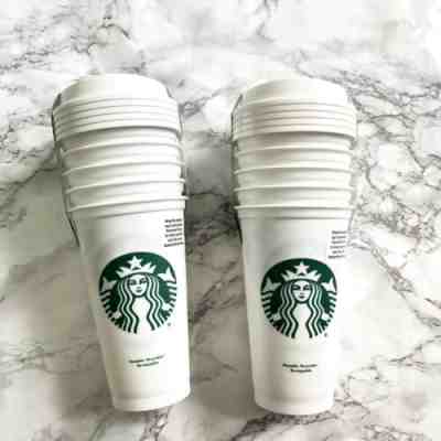 (2) 5Pack Grande White Reusable Starbucks Cups NEW - Sold on eBay Nov, 13th 2019 for $32.99