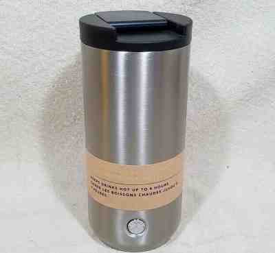 STARBUCKS VACUUM INSULATED FLIP TOP SILVER STAINLESS STEEL12 oz. TUMBLER TALL - Sold on eBay Nov, 13th 2019 for $24.99