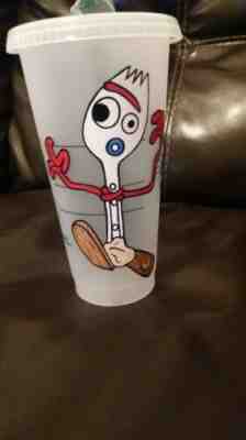 NEW Starbucks Custom painted Reusable Plastic 24oz folk art Venti w/ Lid & Straw - Sold on eBay Nov, 13th 2019 for $15.00