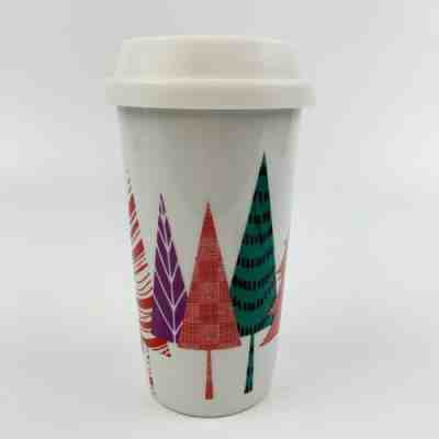 STARBUCKS Travel Coffee Mug Cup Christmas 2017 Trees 11 Oz Red Green Holiday - Sold on eBay Nov, 13th 2019 for $15.15