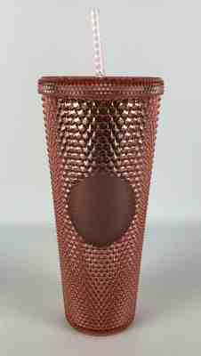 Starbucks Pink Tumbler Studded 24oz Cold Cup w/Straw Diamond Bling Iridescent - Sold on eBay Nov, 13th 2019 for $49.99