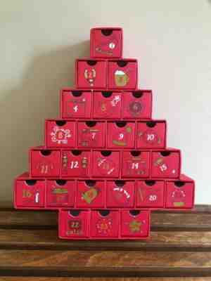 Starbucks Christmas Tree Advent Calendar Reversible Empty Gift Drawers 2006 Red - Sold on eBay Nov, 13th 2019 for $16.00
