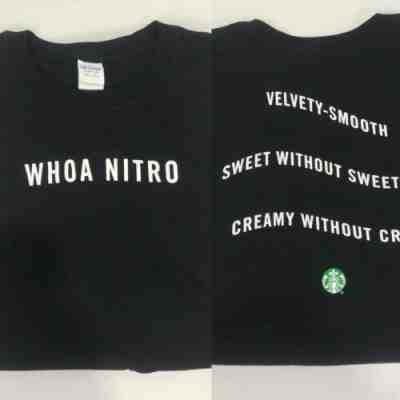 Starbucks Barista Summer 2019 “Whoa Nitro” Black Short-Sleeve T-Shirt, Size L - Sold on eBay Nov, 13th 2019 for $20.00