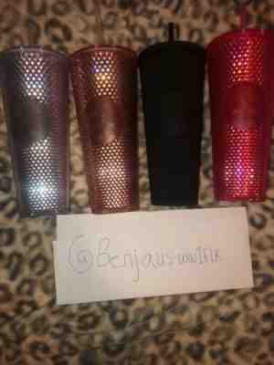 Starbucks 2019 Iridescent Studded Tumblers Platinum,Pink, Neon Pink, Black (4) - Sold on eBay Nov, 13th 2019 for $157.00