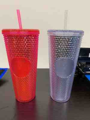 2 Starbucks Holiday 2019 Venti Studded Tumblers Cups Platinum Neon Pink NEW - Sold on eBay Nov, 13th 2019 for $50.99