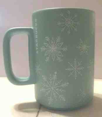 Starbucks 2018 Blue With White Embossed Snowflakes Coffee Cup Mug 12 oz Ceramic - Sold on eBay Nov, 13th 2019 for $16.99
