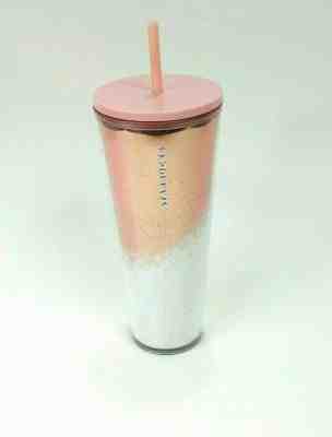 Starbucks 2019 Rose Gold Cascading Snow Tumbler Holiday Christmas 24oz free ship - Sold on eBay Nov, 13th 2019 for $23.50