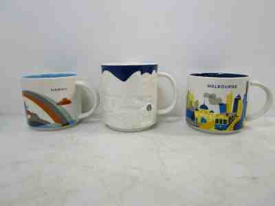 Starbucks Mugs: Nanning (China) 2016 + You Are Here Melbourne 2017 + Hawaii 2014 - Sold on eBay Nov, 13th 2019 for $20.50