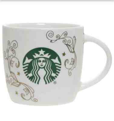Starbucks 14oz Ceramic Coffee Tea Mug Cup White Swirl Siren Mermaid - Sold on eBay Nov, 13th 2019 for $15.45
