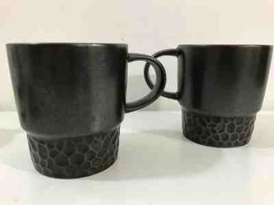 2 Starbucks Mugs Stackable Hammered Chocolate Brown 14 oz 2013 - Sold on eBay Nov, 13th 2019 for $17.50