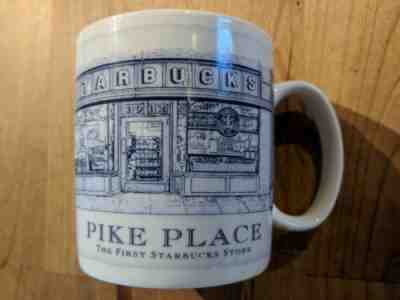 Starbucks Pike Place Market Store Mug Architecture Collector Series Blue Lineart - Sold on eBay Nov, 13th 2019 for $19.95