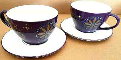 2 STARBUCKS 2006 STARFISH COFFEE CUPS AND SAUCERS HOLIDAY 12 OUNCE STAR PURPLE  - Sold on eBay Nov, 13th 2019 for $24.75