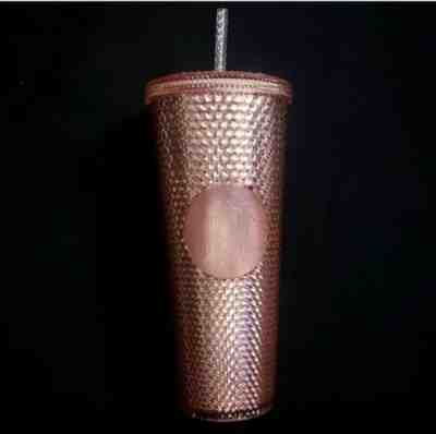Starbucks Acrylic Iridescent Rose Gold Pink Studded Rainbow Cold Cup Tumbler - Sold on eBay Nov, 12th 2019 for $55.00