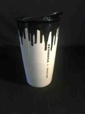 Starbucks Band of Outsiders 12 oz Hot Cup Ceramic Tumbler 2014 White Drip Black  - Sold on eBay Nov, 12th 2019 for $29.99