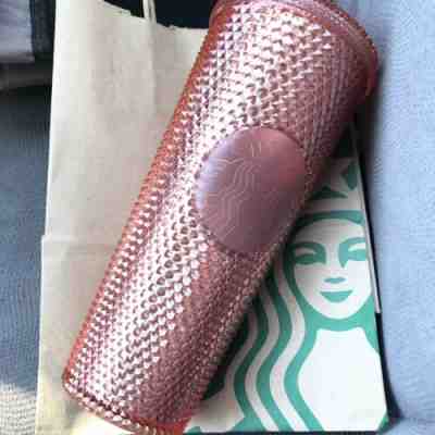 Starbucks Rose Gold Pink Radiant Iridescent Sparkling Jeweled 24oz Tumbler New - Sold on eBay Nov, 12th 2019 for $44.99