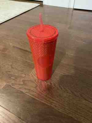 NEW STARBUCKS Red Studded Cold Cup Tumbler WINTER HOLIDAY 2019 24 oz neon Pink - Sold on eBay Nov, 12th 2019 for $24.50