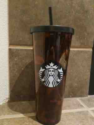 New Starbucks Tortoise Shell Acrylic Cold Cup Tumbler Venti 24 oz Brown Black - Sold on eBay Nov, 12th 2019 for $36.99