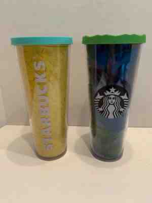 Lot of 2 Starbucks Venti Tumblers Hawaii / Hawain Design No Straws Minor Wear - Sold on eBay Nov, 12th 2019 for $19.99