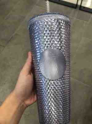 Winter Holiday Starbucks 2019 24oz Silver Platinum Studded Tumbler Cup FREE SHIP - Sold on eBay Nov, 12th 2019 for $38.99