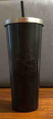 NEW Starbucks Matte Black Silver Lid Stainless Steel Tumbler 24oz Cold Cup  - Sold on eBay Nov, 12th 2019 for $32.40