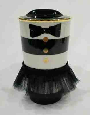 2013 Starbucks Tuxedo Tutu Travel Mug Alice+Olivia Black Gold Ceramic Coffee Cup - Sold on eBay Nov, 12th 2019 for $49.99