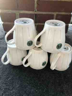 5 Starbucks 2003 Large Ribbed Barista - Siren Logo Mug Cup Microwave Safe - Sold on eBay Nov, 12th 2019 for $43.99