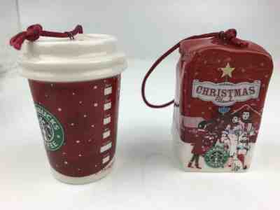 Pair Of Starbucks Ceramic Coffee Cup Coffee Bag Christmas Ornament - Sold on eBay Nov, 12th 2019 for $15.99