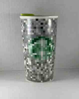 Starbucks Rodarte Ceramic Pixel Tumbler Travel Mug W/ Lid 12 oz Cup 2012 Limited - Sold on eBay Nov, 12th 2019 for $22.99