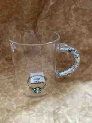Rare Starbucks 2019 Christmas Glass Glitter Handle 12 Ounce Mug - Sold on eBay Nov, 12th 2019 for $22.00