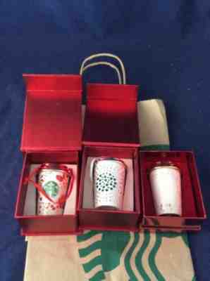 RARE STARBUCKS SWAROVSKI CRYSTAL ORNAMENT SET 2013, 2014, 2015 ALL NEW!!! - Sold on eBay Nov, 12th 2019 for $74.00