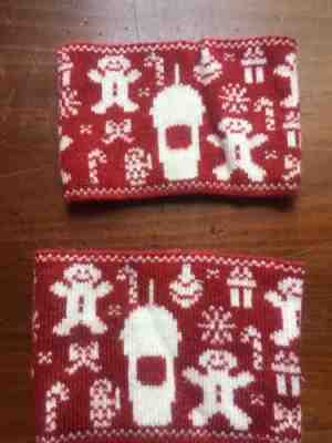 Starbucks 2 Christmas Ugly Sweater Frappucino  Red Cotton Sleeve Limited Edition - Sold on eBay Nov, 12th 2019 for $17.00