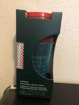 Starbucks 2019 Holiday Christmas Reusable Cold Cups With Straws 24oz 5 Pack NIB - Sold on eBay Nov, 12th 2019 for $22.50