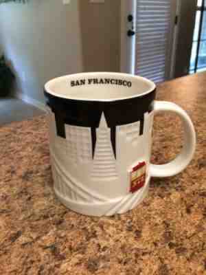 2012 STARBUCKS Coffee Mug San Francisco Skyline 16 FL OZ Cup Red Cable Car VGC - Sold on eBay Nov, 12th 2019 for $24.99