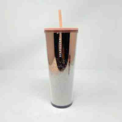 Starbucks Tumbler 24oz Cold Cup Straw Holiday 2019 Christmas NEW Rose Gold Snow  - Sold on eBay Nov, 12th 2019 for $24.99