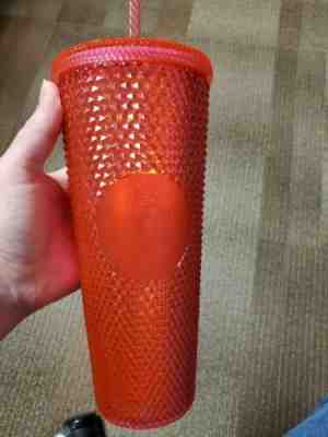 STARBUCKS Hot Pink Studded Crystal Cold Cup Tumbler WINTER HOLIDAY 2019 24oz NEW - Sold on eBay Nov, 12th 2019 for $26.00