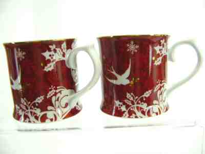 Starbucks Rosanna Coffee Mug LOT OF 2 Cups Red Gold Peace Dove Christmas 12oz - Sold on eBay Nov, 12th 2019 for $17.09