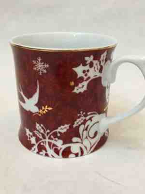 Starbucks Rosanna 2010 White Dove Maroon Gold Tone Coffee Tea Christmas Mug - Sold on eBay Nov, 12th 2019 for $20.99