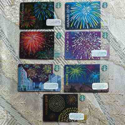 STARBUCKS JAPAN HANABI CARDS 7 PIN USED x 7 - Sold on eBay Nov, 12th 2019 for $39.00