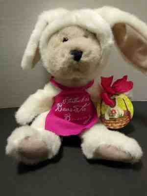 Starbucks Bearista Bear Bunny 1998 3rd Gen with Pink Apron and tag