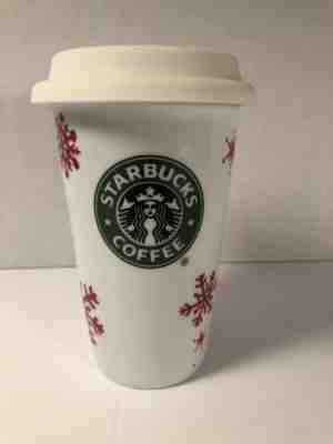2010 Starbucks Holiday Christmas Snowflake Travel Tumbler Coffee Cup with Lid - Sold on eBay Nov, 12th 2019 for $16.99