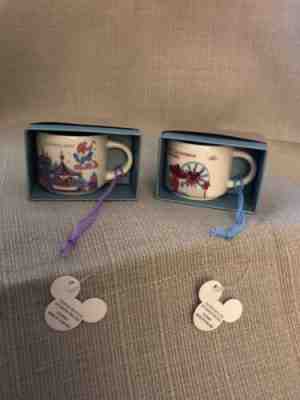 NIB Starbucks Disney Mini Mugs Ornaments Set Of Two - Sold on eBay Nov, 12th 2019 for $60.00