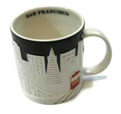STARBUCKS COFFEE - Relief Skyline 2012 San Francisco Black White Cable Car Mug - Sold on eBay Nov, 12th 2019 for $19.99