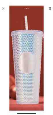 One-Starbucks Acrylic Iridescent Logo Platinum Silver Studded Cold Cup Tumbler - Sold on eBay Nov, 12th 2019 for $39.00