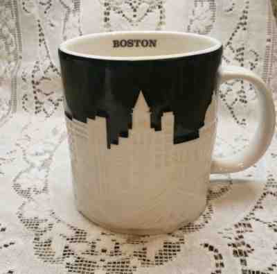 Starbucks Coffee Co 2012 16 oz Ceramic Mug Boston White Skyline Relief New - Sold on eBay Nov, 11th 2019 for $15.00