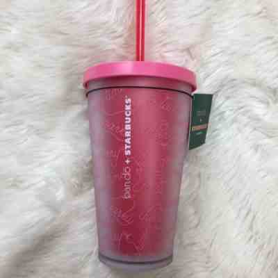 Starbucks Ban.do Tumbler Pink Holiday 16 oz. Cold Cup Limited Edition Straw NWT - Sold on eBay Nov, 11th 2019 for $27.49