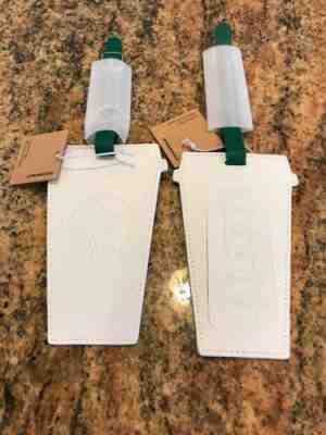 Starbucks White Drink Cup Embossed Siren Logo Leather Luggage Tag 2019 NWT Lot 2 - Sold on eBay Nov, 11th 2019 for $19.99