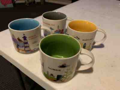 4 Starbucks You Are Here Mugs - Sold on eBay Nov, 11th 2019 for $45.00
