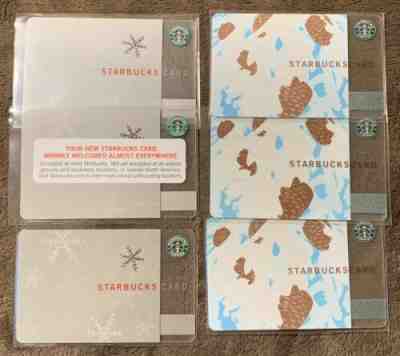 Rare Starbucks Cards Christmas 2001 Snowflake & 2002 Pinecones Lot of 6 HTF - Sold on eBay Nov, 11th 2019 for $99.00