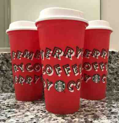 3 NEW Starbucks Red Cups 2019 Christmas Holiday Reusable Grande Limited Edition - Sold on eBay Nov, 11th 2019 for $29.99