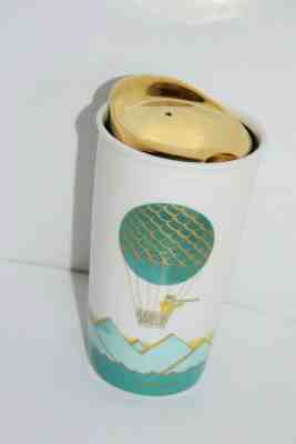 Starbucks 2014 Dot Collection Hot Air Balloon Ceramic Tumbler Mug Gold Lid 12 oz - Sold on eBay Nov, 11th 2019 for $24.95